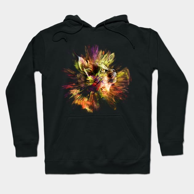 Catplosion - Colorful Prismatic Cat Design Hoodie by Lucia